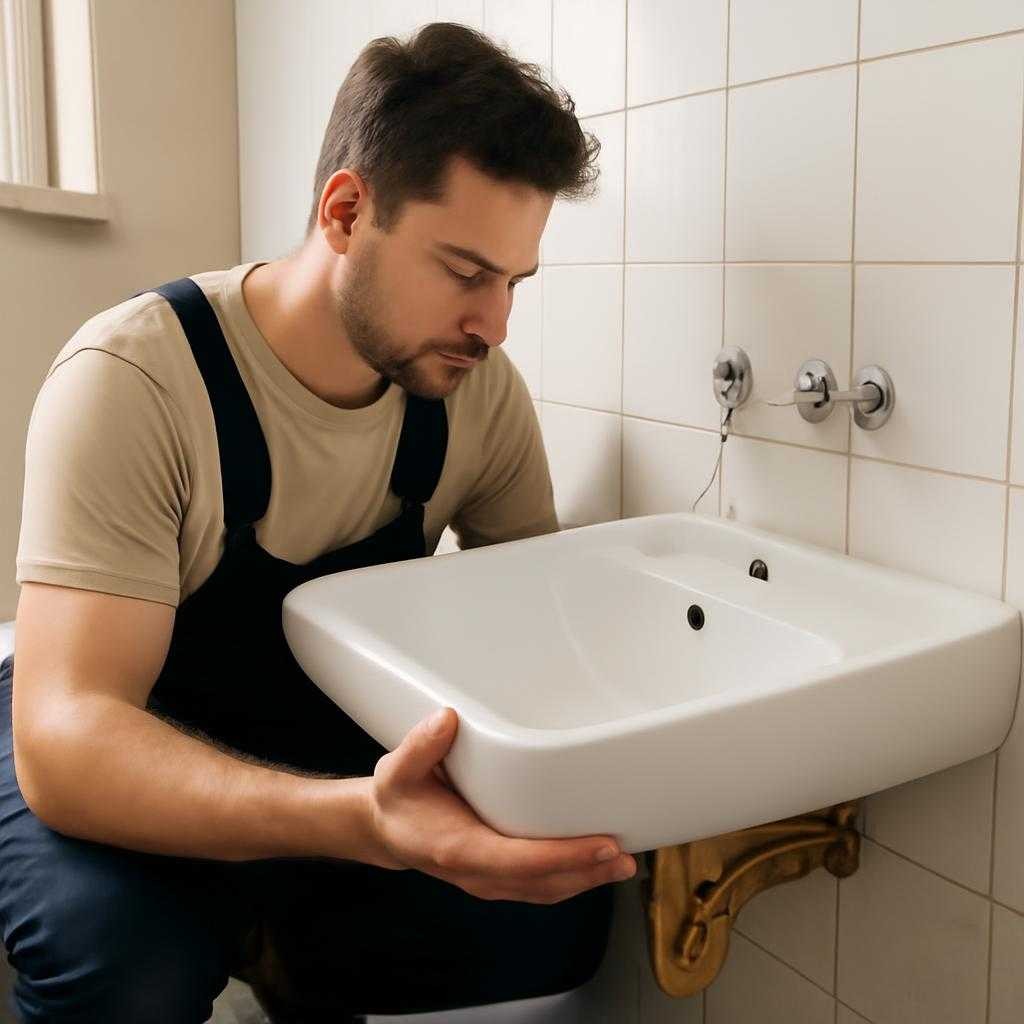 установка раковины