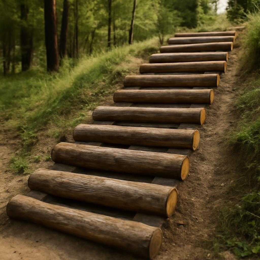 лестница из бревна